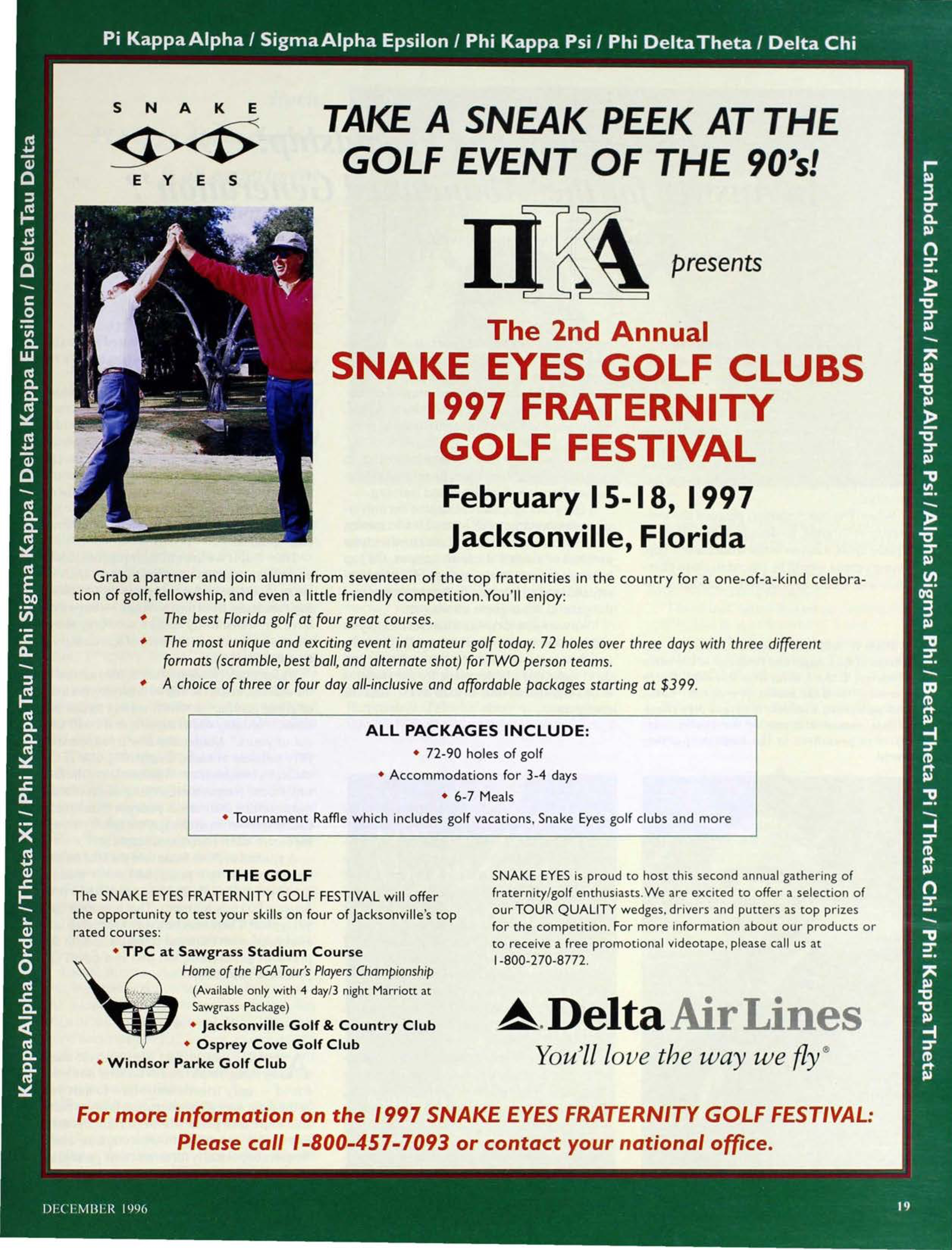 Snake Eyes Fraternity Golf Festival Advertisement, December 1926